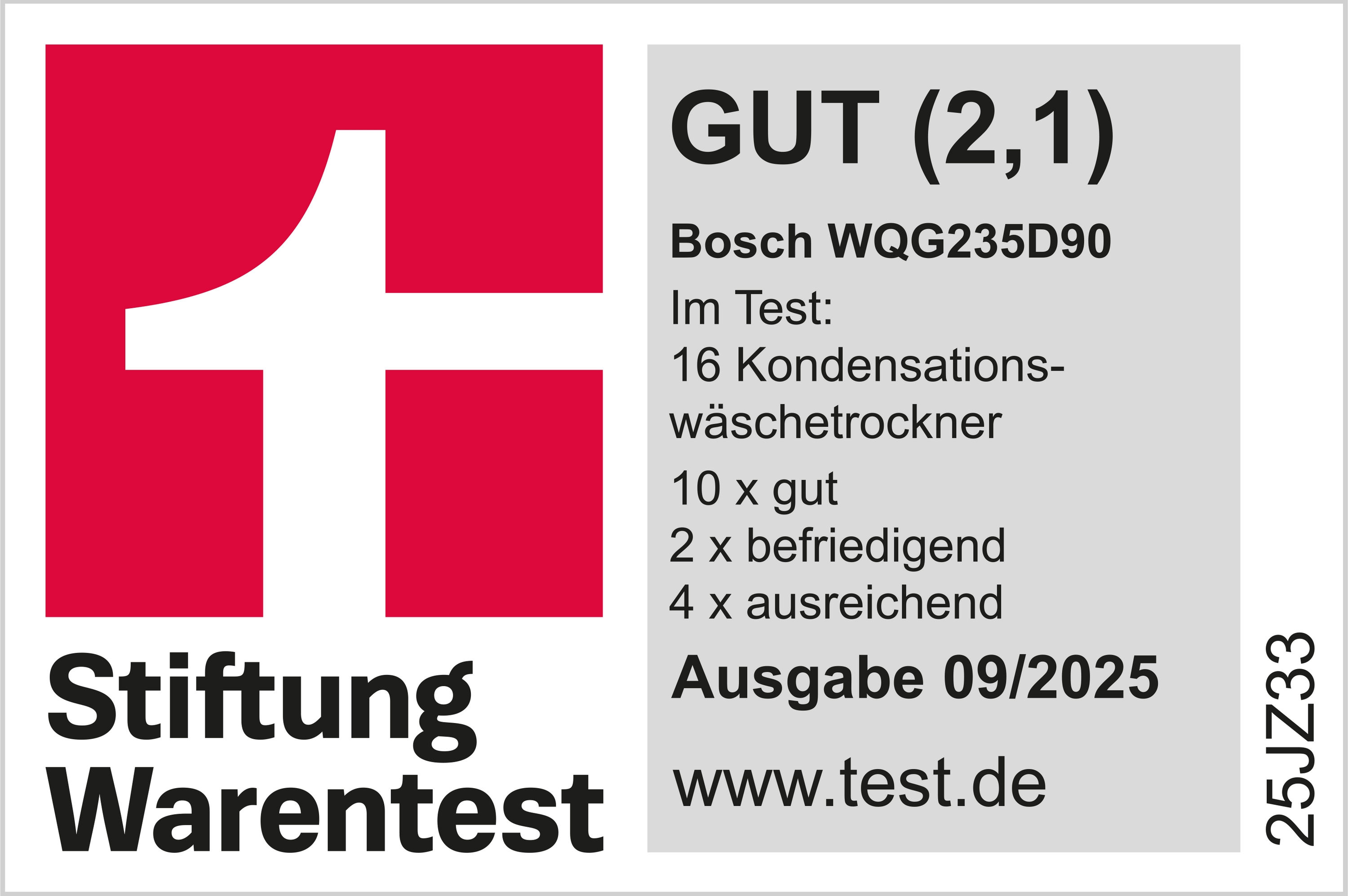Bosch WQG235D90 Wärmepumpentrockner | 8 kg | Auto Dry | Selbstr. Kondensator | EEK C