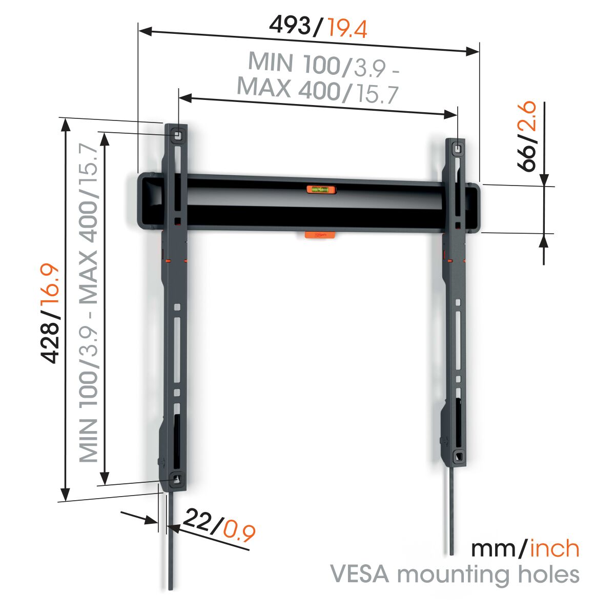 Vogels Comfort TVM3405 Flache TV-Wandhalterung bis 77 Zoll