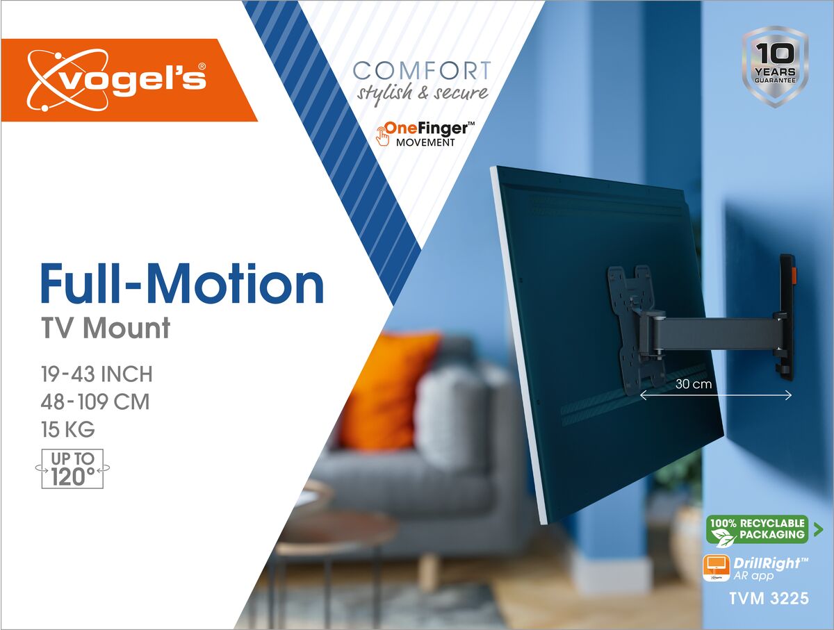 Vogels Comfort TVM3225 Schwenkbare TV-Wandhalterung bis 43 Zoll