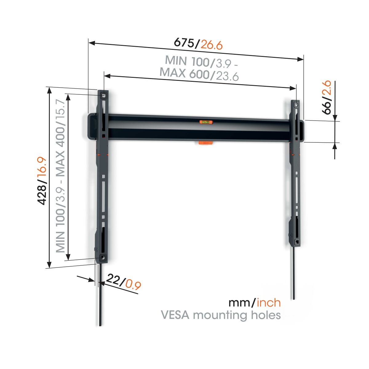 Vogels Comfort TVM3605 Flache TV-Wandhalterung bis 100 Zoll
