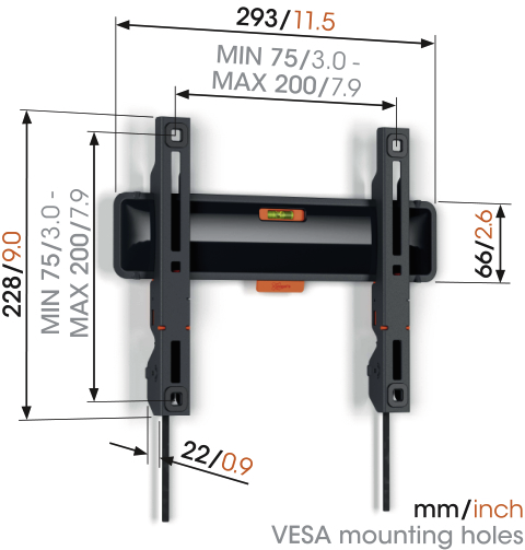 Vogels TVM 3205 | flache Wandhalterung | 19-50 Zoll | bis 30 kg | VESA