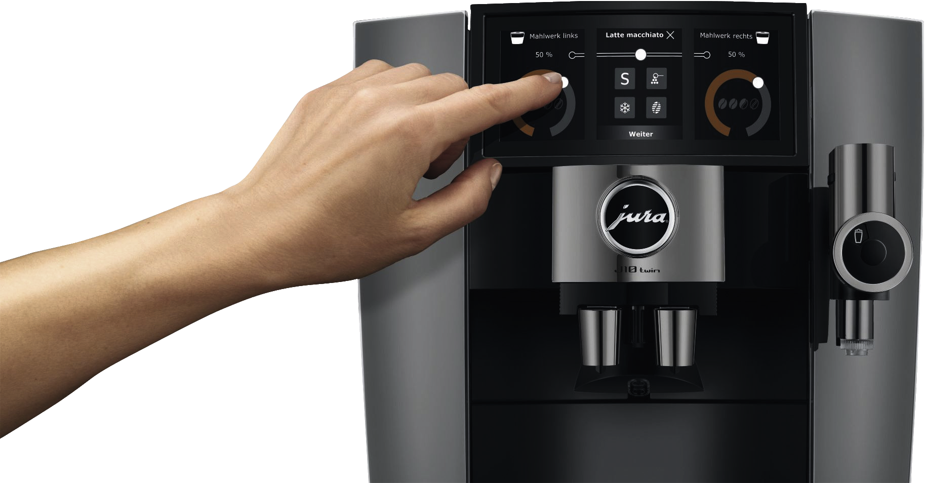 JURA J10 twin (EA) Diamond Onyx | Kaffeevollautomat | 2 Mahlwerke | 15 bar | 1,9 l Tank