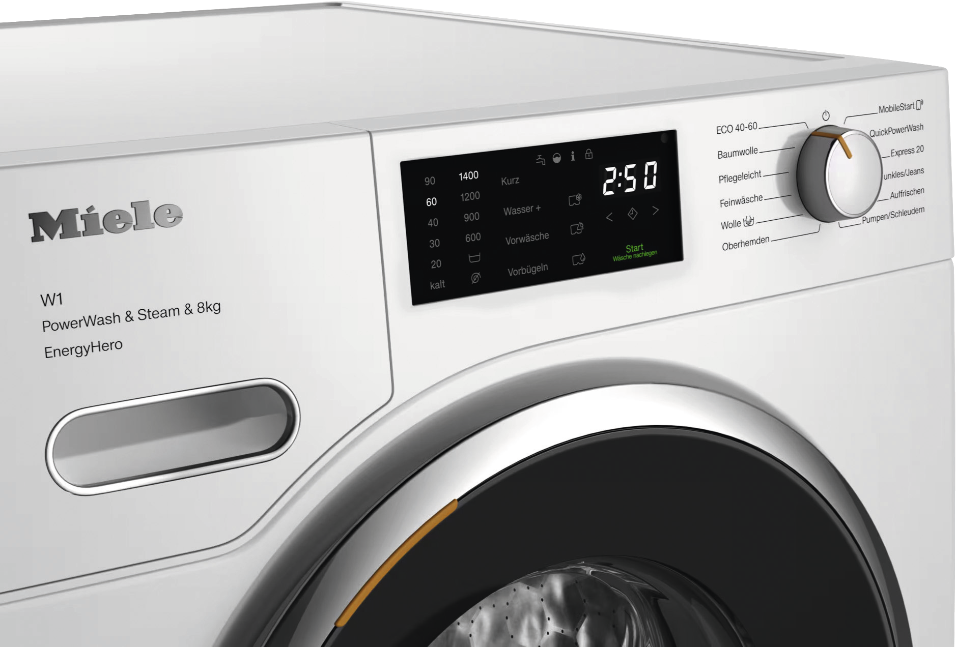 Miele WWE 380 WPS | W1 | 8 kg | 1.400 U/min | 68 dB | QuickPowerWash | SteamCare | EEK A