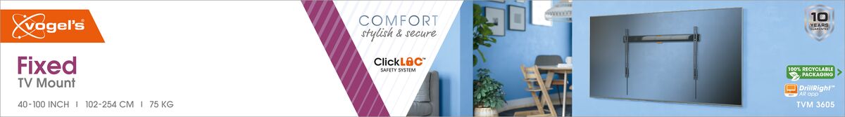 Vogels Comfort TVM3605 Flache TV-Wandhalterung bis 100 Zoll