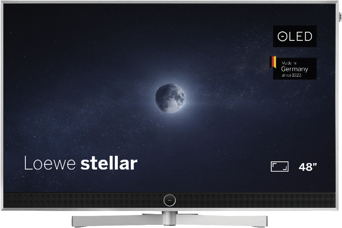 Loewe stellar 48 dr+ (ti) | Alu Brushed + Concrete | 48 Zoll 4K OLED | 144 Hz | integr. Festplatte